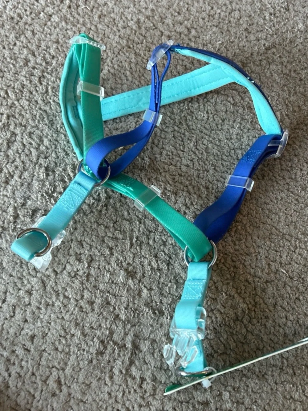 Adjustable Dog Harness in Teal & Blue - Small